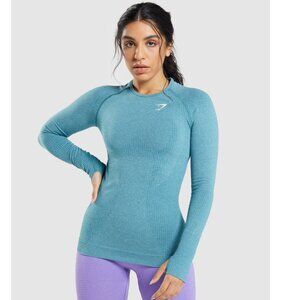 Gymshark Vital Long Sleeve Top In Tahoe Teal Marl Size Small